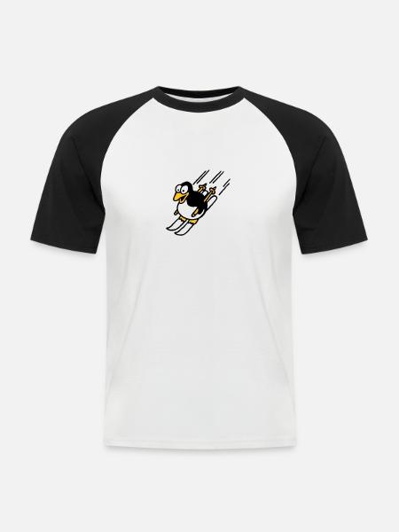 pinguin_ski_022011_a_3c - Men's Baseball T-Shirt - white/black