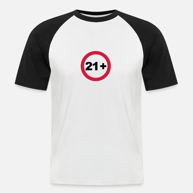 21. Geburtstag 21+ - Männer Baseball-T-Shirt - Weiß/Schwarz