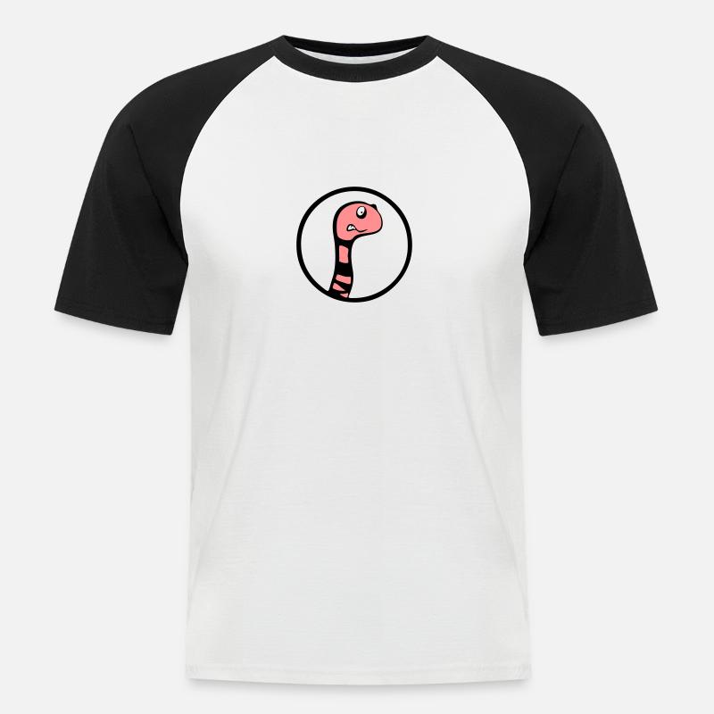 Regenwurm "Ragnar" - Männer Baseball-T-Shirt - Weiß/Schwarz