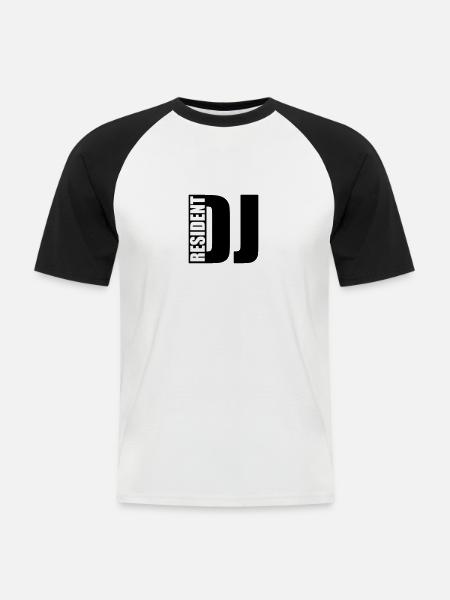 DJ - Männer Baseball-T-Shirt - Weiß/Schwarz