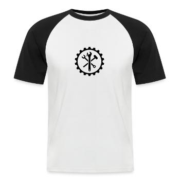 Mechaniker - Männer Baseball-T-Shirt - Weiß/Schwarz - Vorne - Nik (191cm)