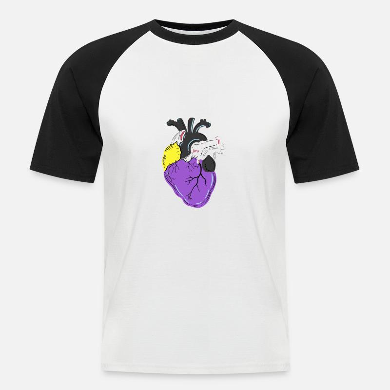 Nonbinary Pride Heart Nonbinary Pride - Men's Baseball T-Shirt - white/black