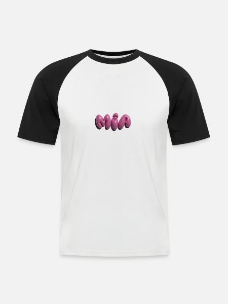 Mia,Balloon Lettering,3D,Balloon,Pink - Men's Baseball T-Shirt - white/black