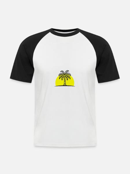 Island Palm Tree Summer Sun - Men's Baseball T-Shirt - white/black