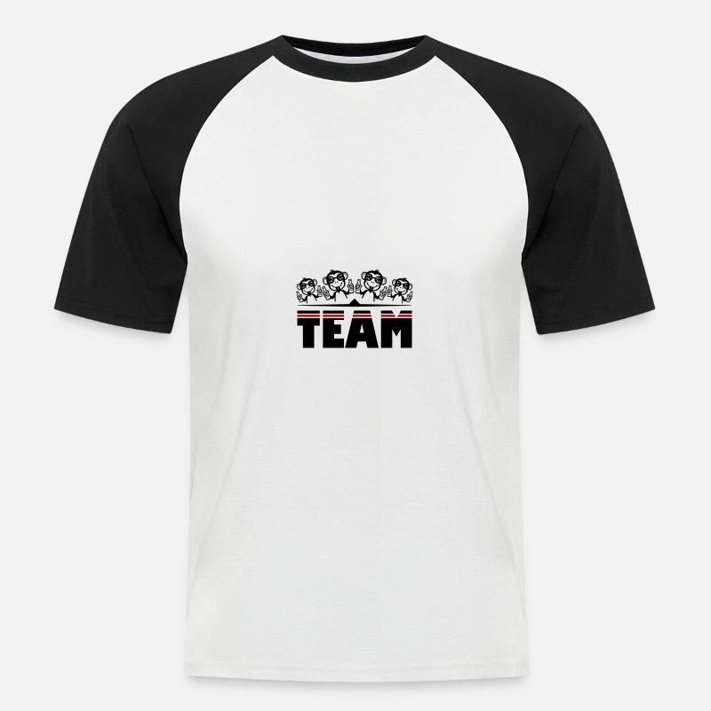 Affe Bier Team Drinking - Männer Baseball-T-Shirt - Weiß/Schwarz