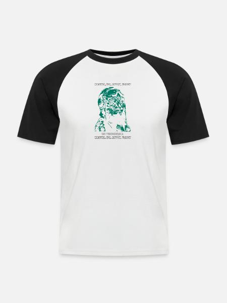 miau auf schwarz high - Männer Baseball-T-Shirt - Weiß/Schwarz