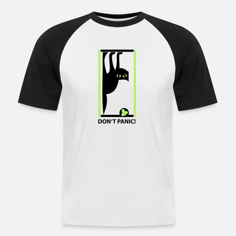 DON'T PANIC - Männer Baseball-T-Shirt - Weiß/Schwarz