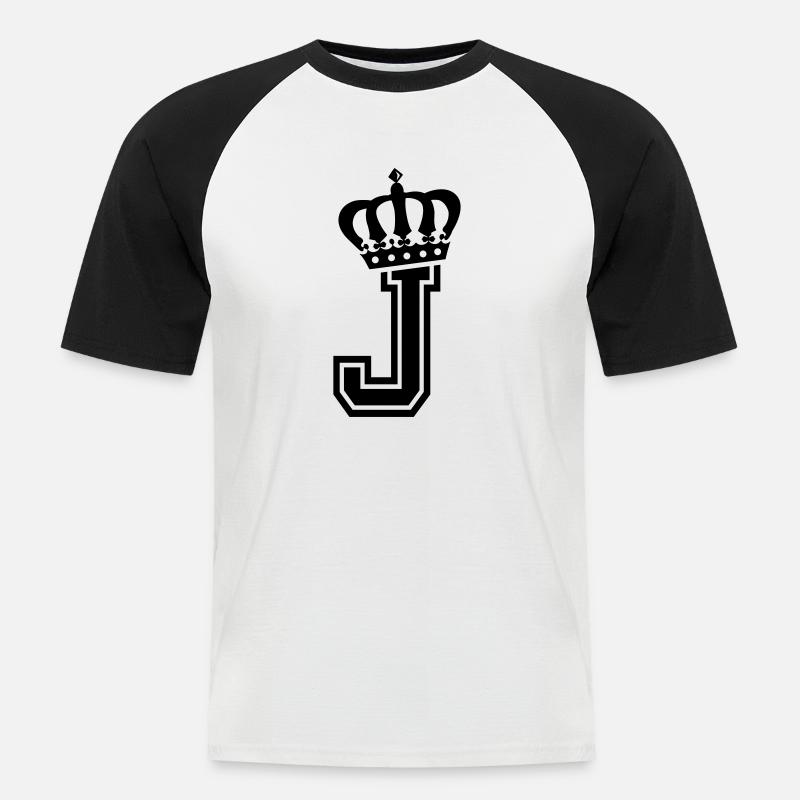Buchstabe J - Männer Baseball-T-Shirt - Weiß/Schwarz
