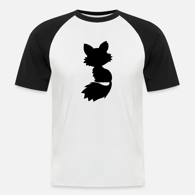 Fuchs Sillhouette / fox graphic - Männer Baseball-T-Shirt - Weiß/Schwarz