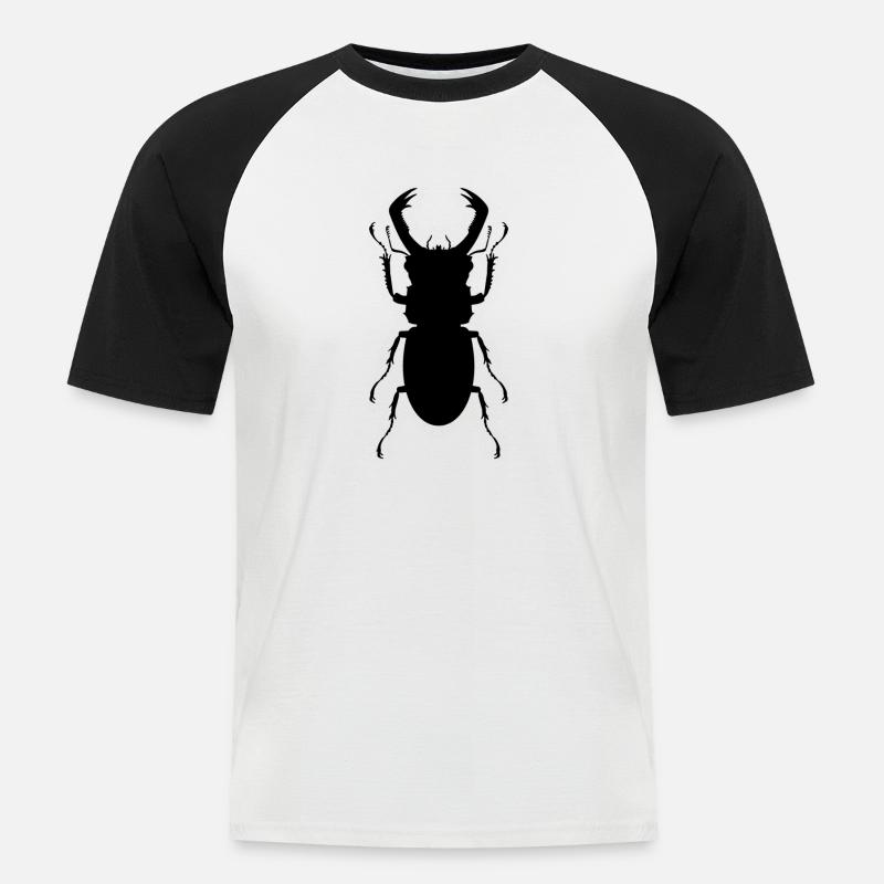 Hirschkäfer Drachen - Männer Baseball-T-Shirt - Weiß/Schwarz