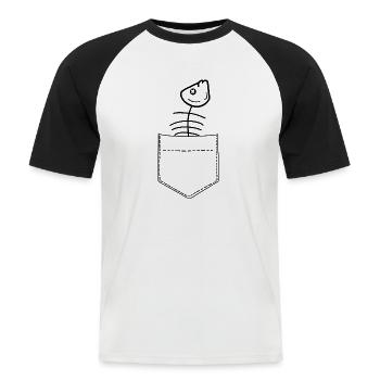 Fischgräte Brusttasche - Männer Baseball-T-Shirt - Weiß/Schwarz - Vorne - Nik (191cm)
