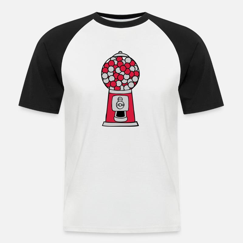 Kaugummi Spender Automat - Männer Baseball-T-Shirt - Weiß/Schwarz