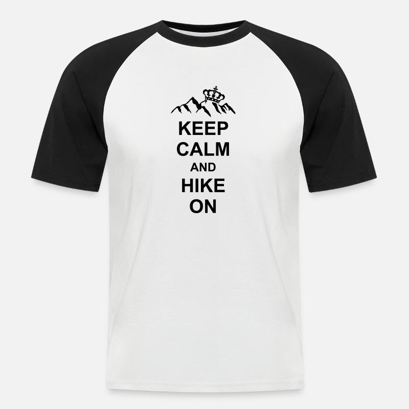 Keep calm and hike - Men's Baseball T-Shirt - white/black