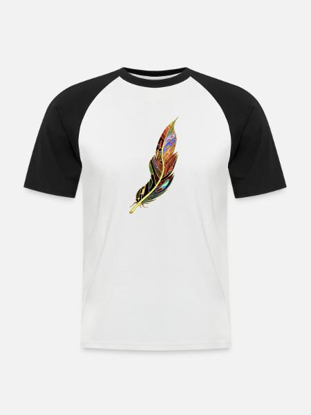Feder - Männer Baseball-T-Shirt - Weiß/Schwarz