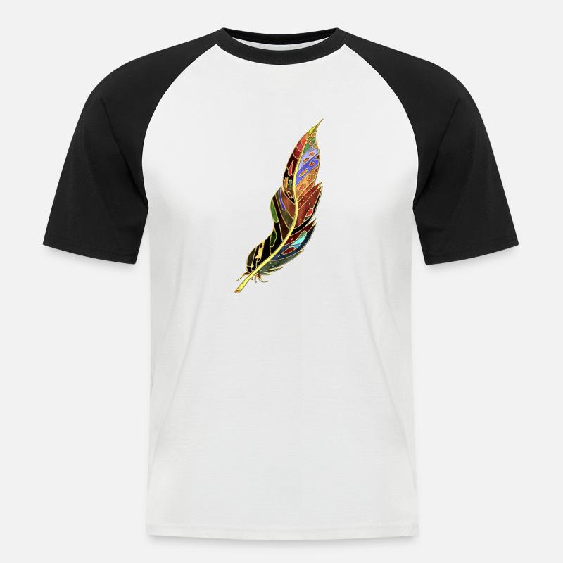 Feder - Männer Baseball-T-Shirt - Weiß/Schwarz