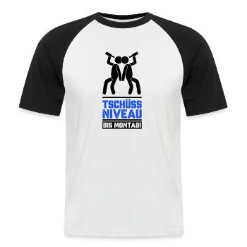 tschüss niveau 02 - Männer Baseball-T-Shirt - Weiß/Schwarz - Vorne - Nik (191cm)