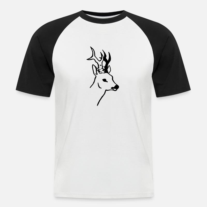 Rehbock - Männer Baseball-T-Shirt - Weiß/Schwarz