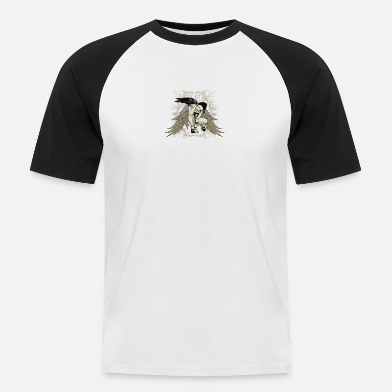 engel - Männer Baseball-T-Shirt - Weiß/Schwarz
