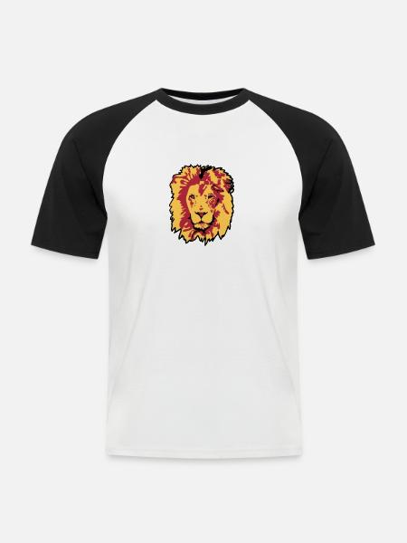 lion - T-shirt baseball manches courtes Homme - blanc/noir