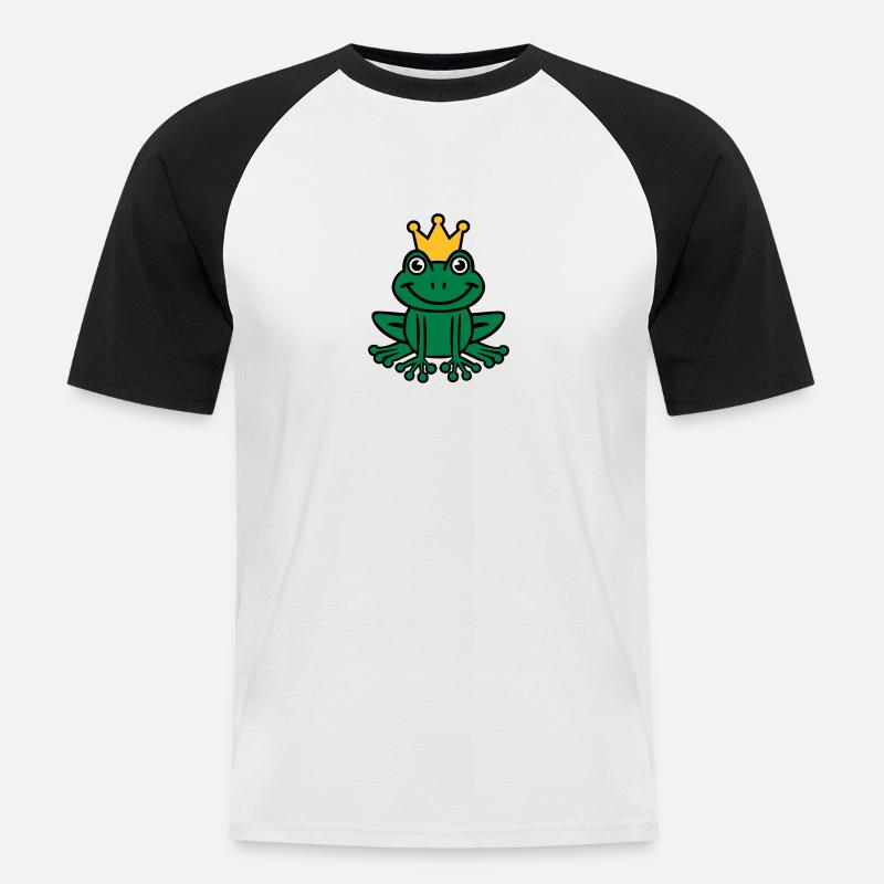 Frosch - Männer Baseball-T-Shirt - Weiß/Schwarz