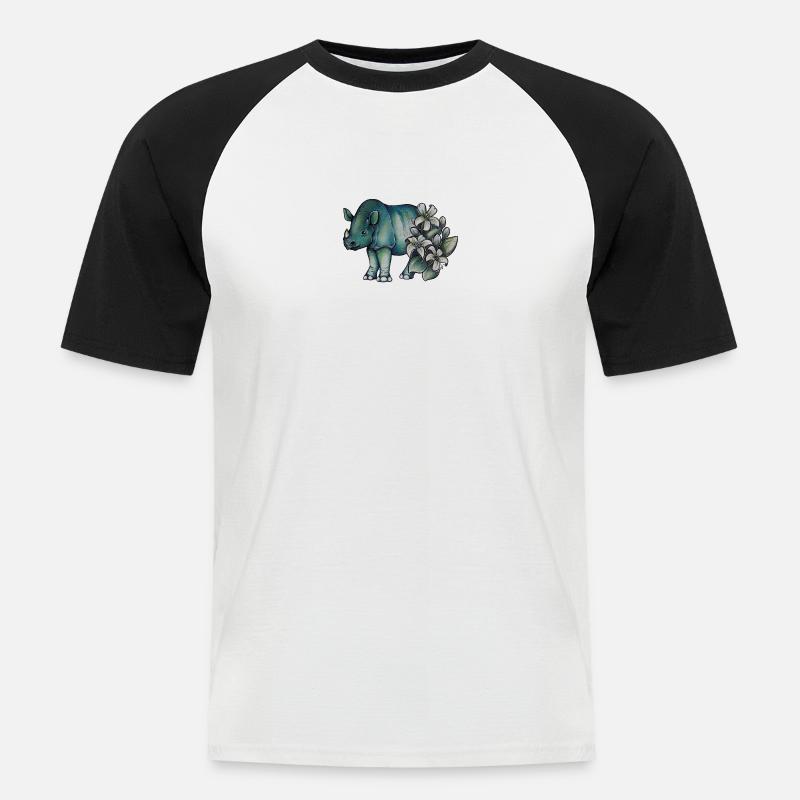 Java-Nashorn - Männer Baseball-T-Shirt - Weiß/Schwarz