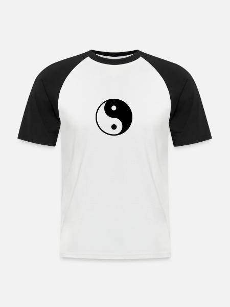 Yin Yang - Männer Baseball-T-Shirt - Weiß/Schwarz