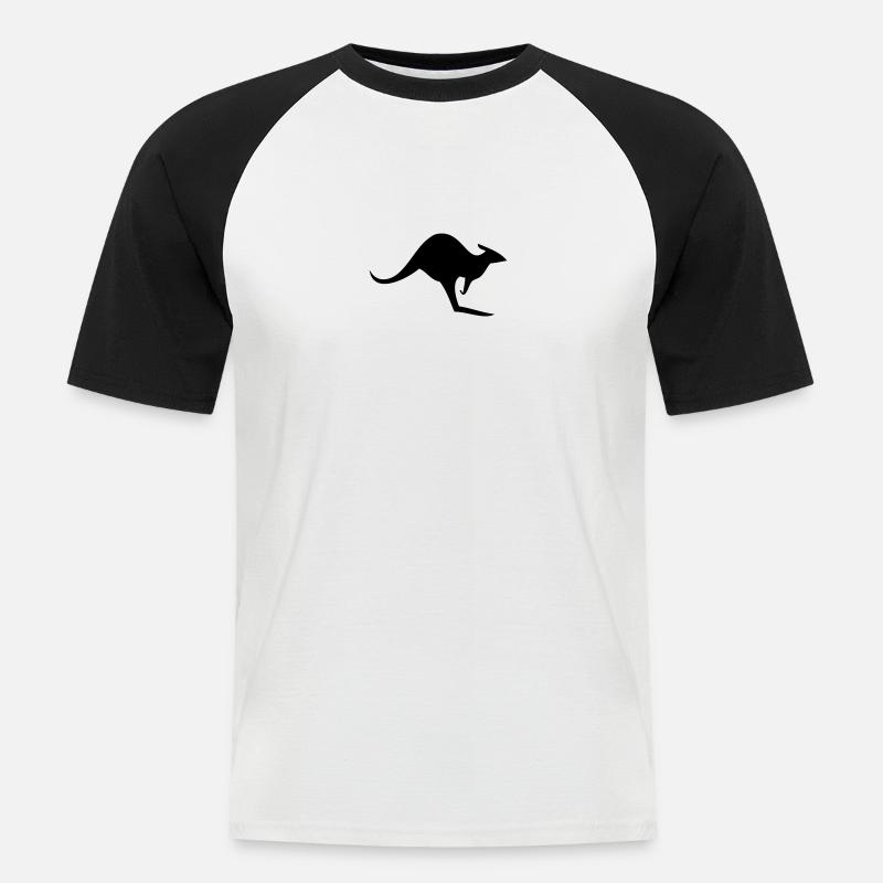 Kangaroo - Männer Baseball-T-Shirt - Weiß/Schwarz