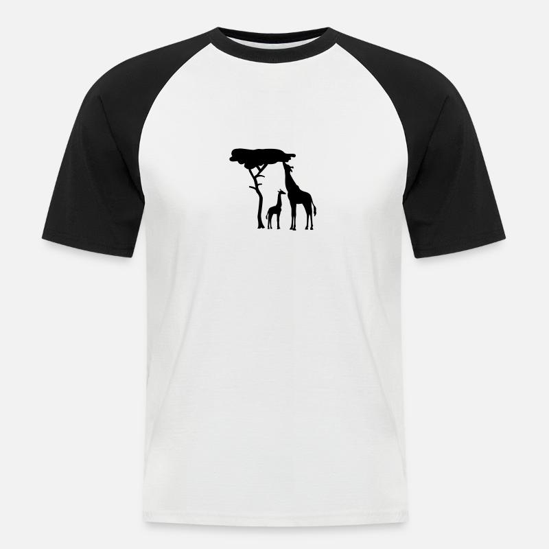 Giraffe - Männer Baseball-T-Shirt - Weiß/Schwarz
