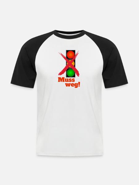 Ampel - Männer Baseball-T-Shirt - Weiß/Schwarz