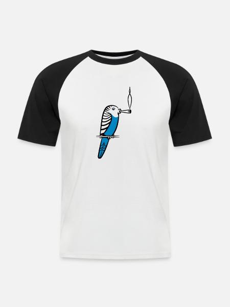 wellenstittich joint kiffen - Männer Baseball-T-Shirt - Weiß/Schwarz