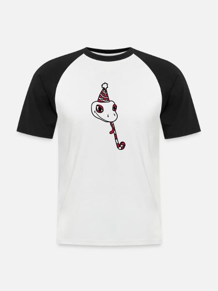 head celebrate birthday party gift snake ges - Men's Baseball T-Shirt - white/black