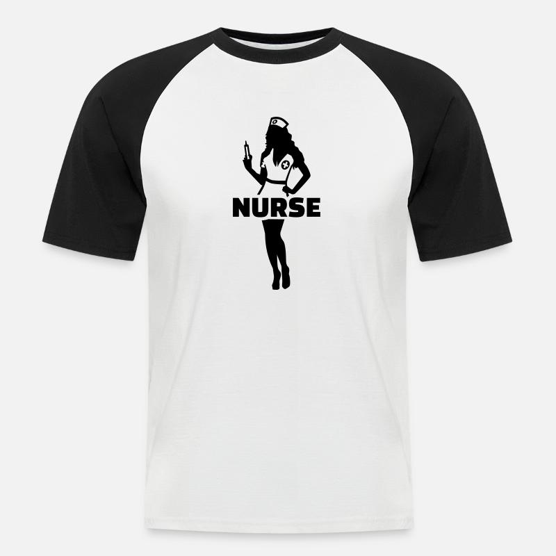 Krankenschwester - Männer Baseball-T-Shirt - Weiß/Schwarz