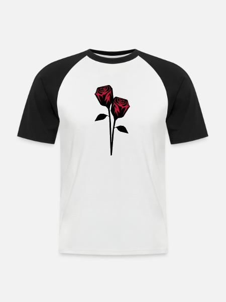 roses design - Männer Baseball-T-Shirt - Weiß/Schwarz