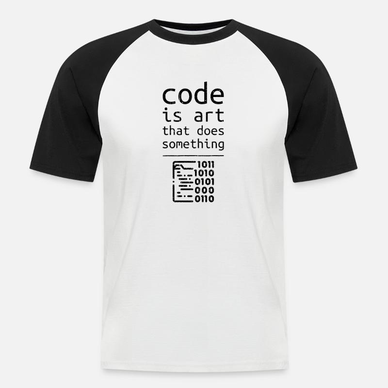 Code Coder Entwickler Programmierer Geschenk - Männer Baseball-T-Shirt - Weiß/Schwarz