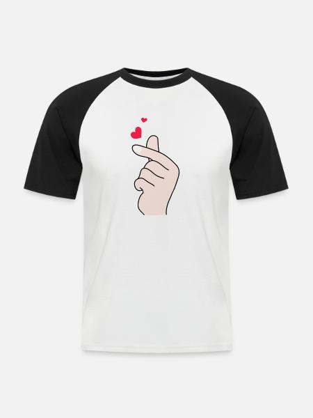 Fingerherzen 2 - Männer Baseball-T-Shirt - Weiß/Schwarz