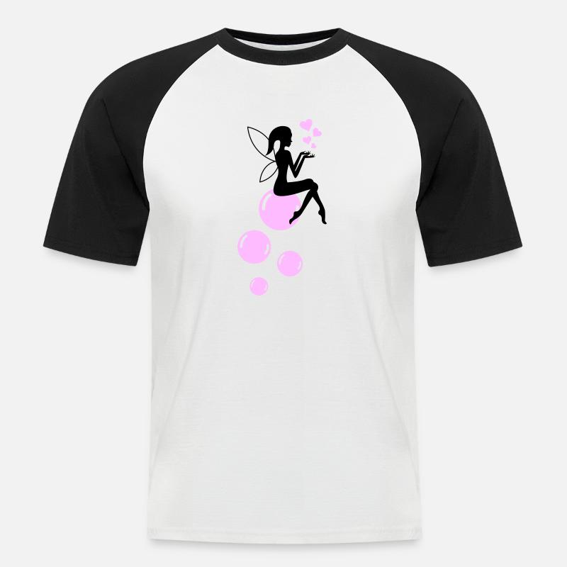 Fe sæbebobler 01 - Kortærmet herre-baseballshirt - hvid/sort