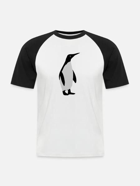 Pinguin - Männer Baseball-T-Shirt - Weiß/Schwarz