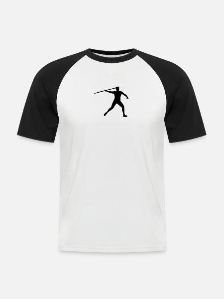 Speerwerfen - Männer Baseball-T-Shirt - Weiß/Schwarz