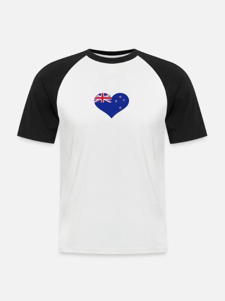 Neuseeland - Männer Baseball-T-Shirt - Weiß/Schwarz