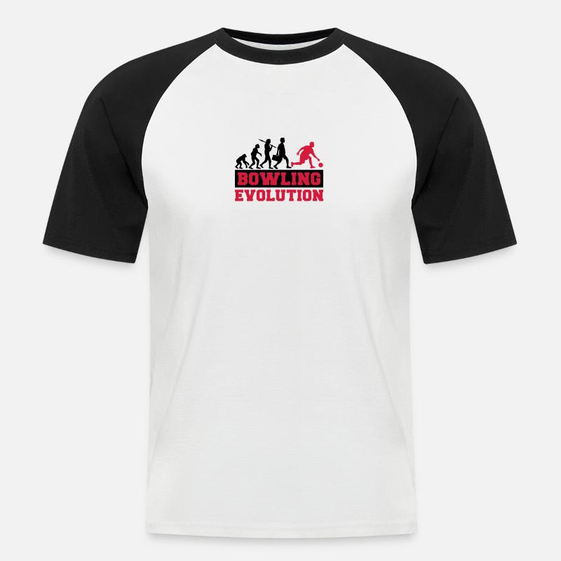 Bowling Evolution - Men's Baseball T-Shirt - white/black