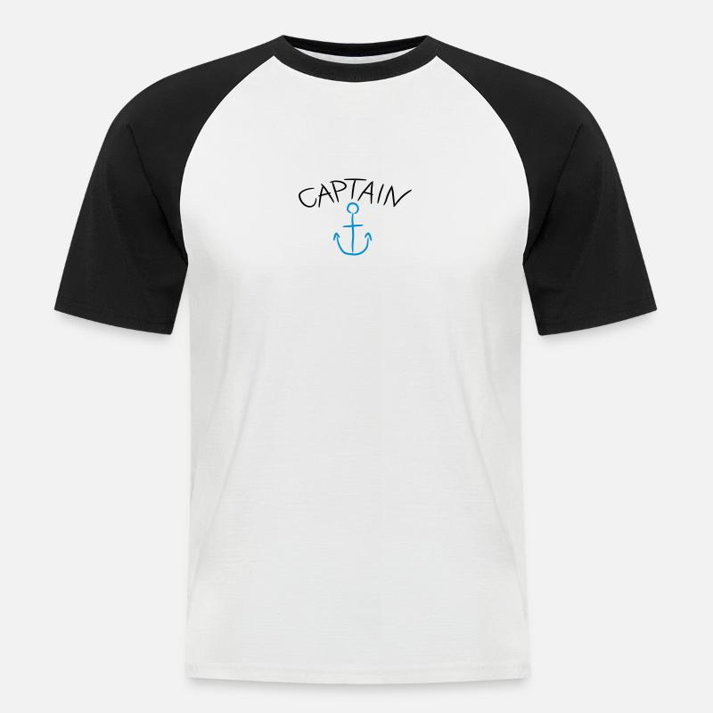 Captain Anchor Comic Logo - Männer Baseball-T-Shirt - Weiß/Schwarz