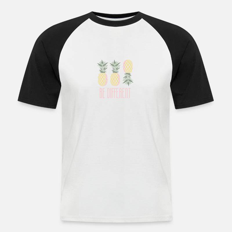 Pineapple Be Different - Männer Baseball-T-Shirt - Weiß/Schwarz