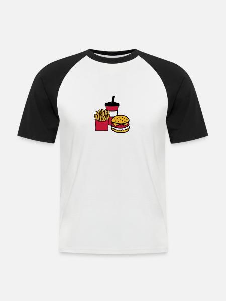 Fast food - Männer Baseball-T-Shirt - Weiß/Schwarz