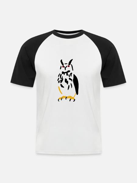 Eagle owl - Men's Baseball T-Shirt - white/black