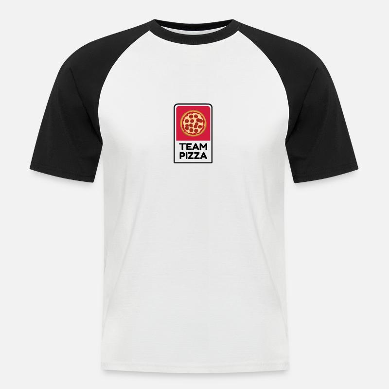 Team Pizza - das Pizza Team - Männer Baseball-T-Shirt - Weiß/Schwarz
