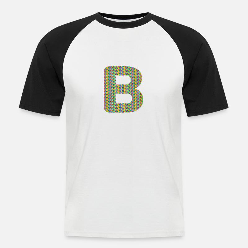 Buntes Herz-B Design – Einzigartig & Stylisch! - Männer Baseball-T-Shirt - Weiß/Schwarz
