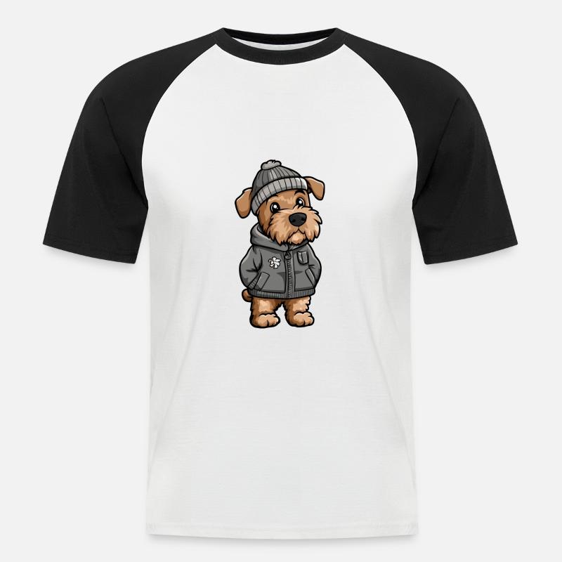 Airedale Terrier Hund Winter - Männer Baseball-T-Shirt - Weiß/Schwarz