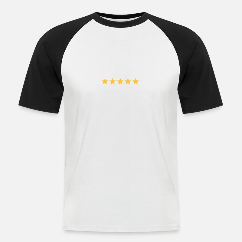 5 Sterne, 3d, 1fb - Männer Baseball-T-Shirt - Weiß/Schwarz