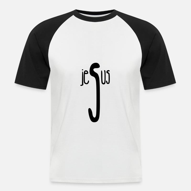 Gesù / Cristianesimo / Cattolico - Maglia da baseball a manica corta da uomo - bianco/nero