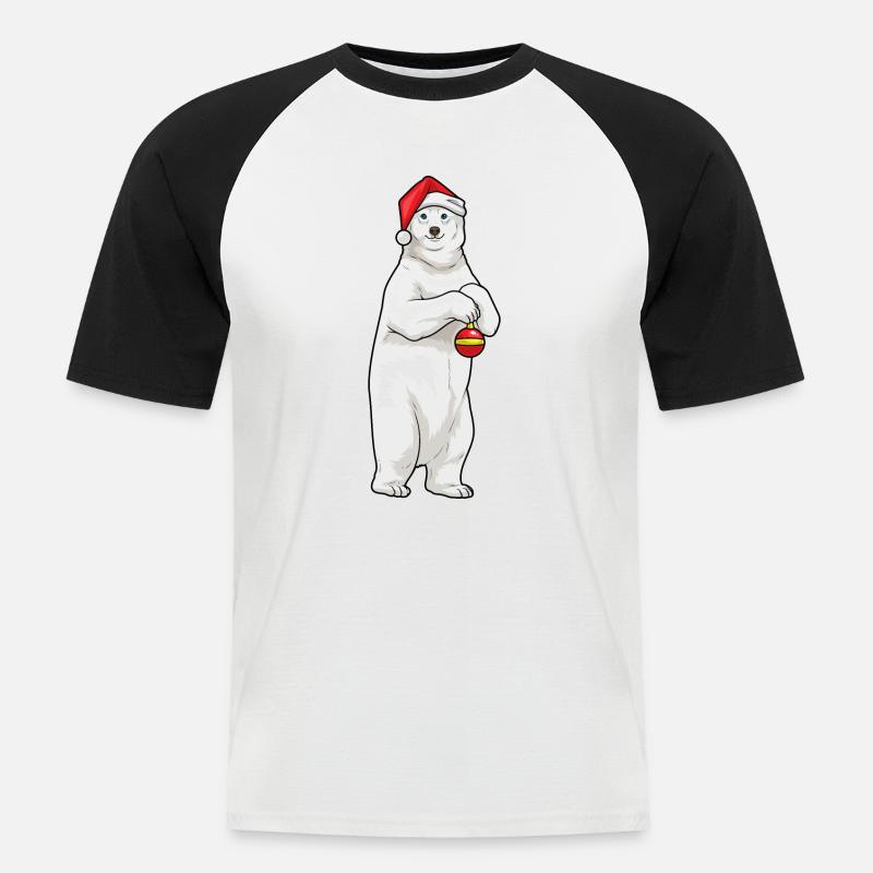 Eisbär Weihnachten Weihnachtskugel - Männer Baseball-T-Shirt - Weiß/Schwarz